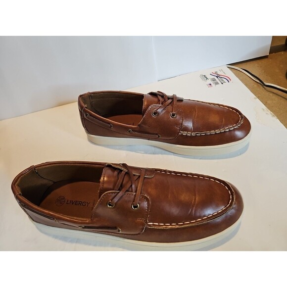 Livergy BROWN LACE-UP Boat Shoes Men Size 10 EUC - Picture 3 of 10